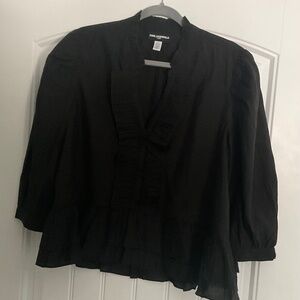 Karl Lagerfeld Paris Black V-Neck Peplum Blouse NWOT